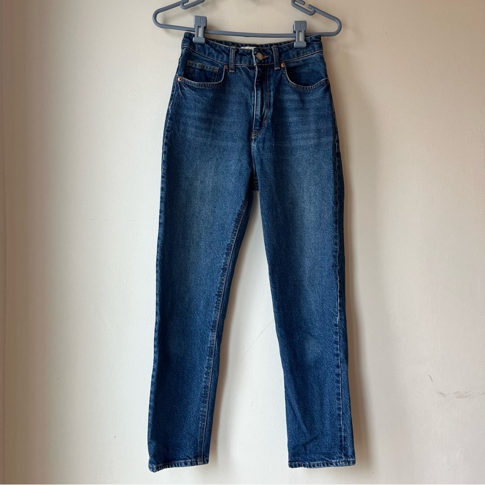 H&M High Rise Straight Leg Jeans Women’s Size 4 Blue Denim Classic Fit